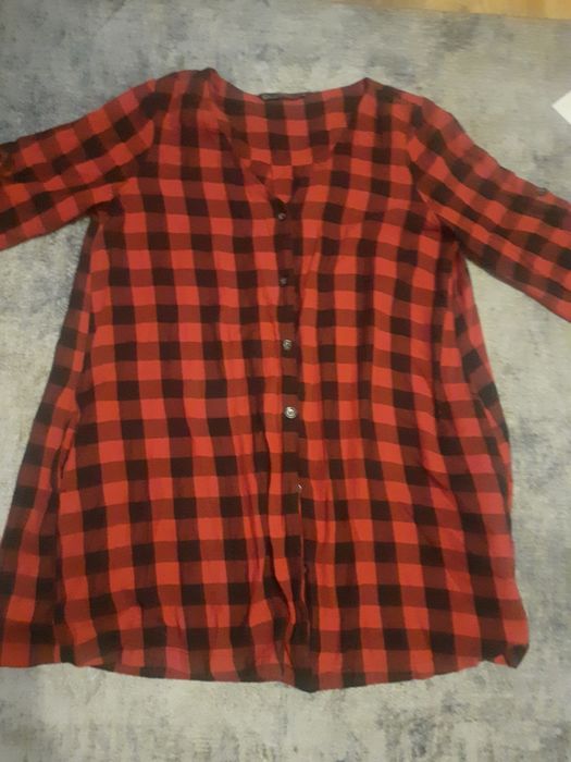 Koszulka tunika zara kratka czerwono-czarna hit