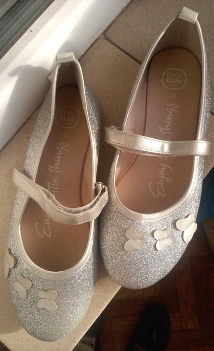 Туфли р. 36, серебряные для девочки р. 36 (на выступление)