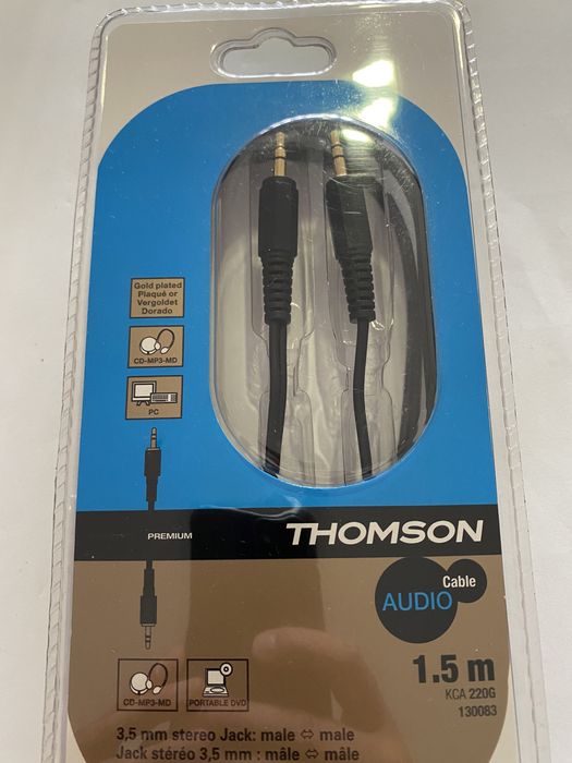 Cabo Audio Thomson 1.5 mt. Jack 3.5. Macho-macho.Novo. 3€.64751976768259120