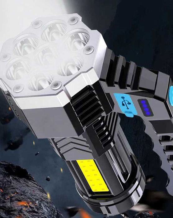 Taktyczna akumulatorowa mocna latarka LED szperacz piknikowa USB