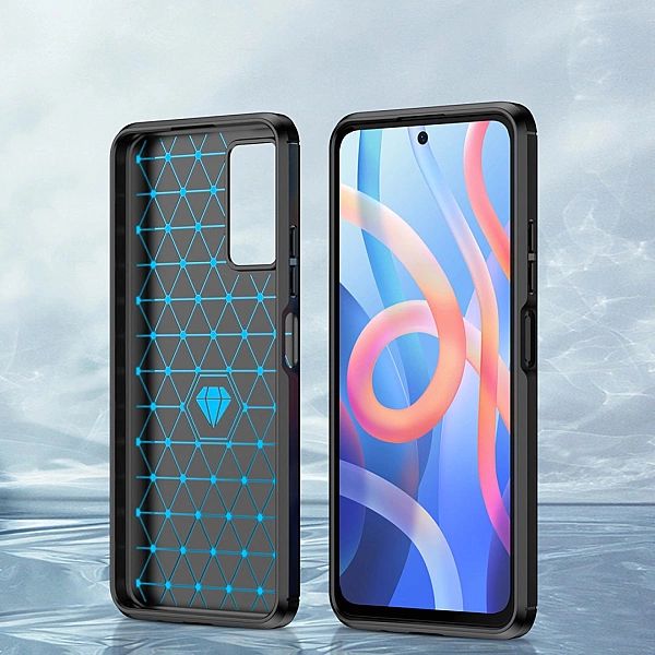 Carbon Case elastyczne etui pokrowiec Poco M4 Pro 5G czarny