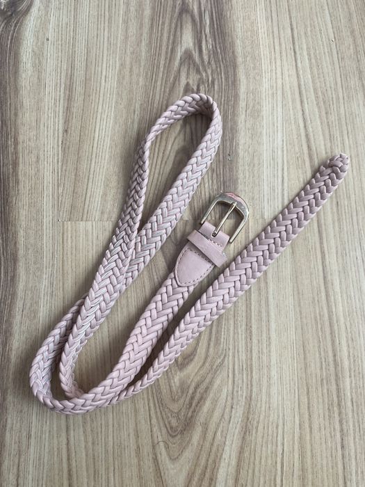 pasek do spodni rozowy skorzany