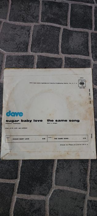 Vinil Single 7" Dave – Sugar Baby Love (1974) - Edição Portuguesa CBS