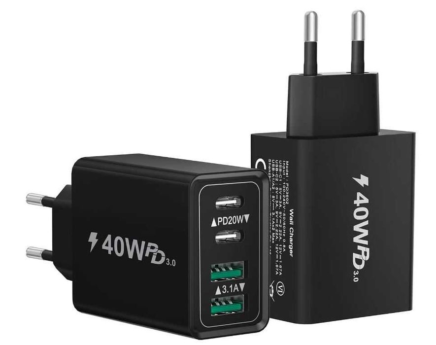 [2 szt.] Ładowarka USB C 40W 4-portowy adapter USBC dla iPhone'a