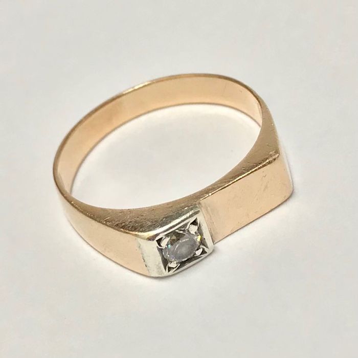 Złoty PIERŚCIONEK 14K cudny KAMIEŃ oryginalny r.13