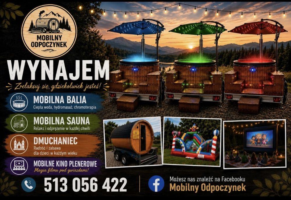 WYNAJEM MOBILNE BALIE JACUZZI -w ofercie firmy różne balie do wyboru