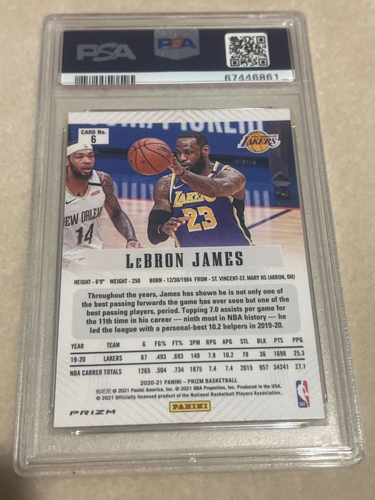 Carta lebron james PSA 9 certificada prizm flashback