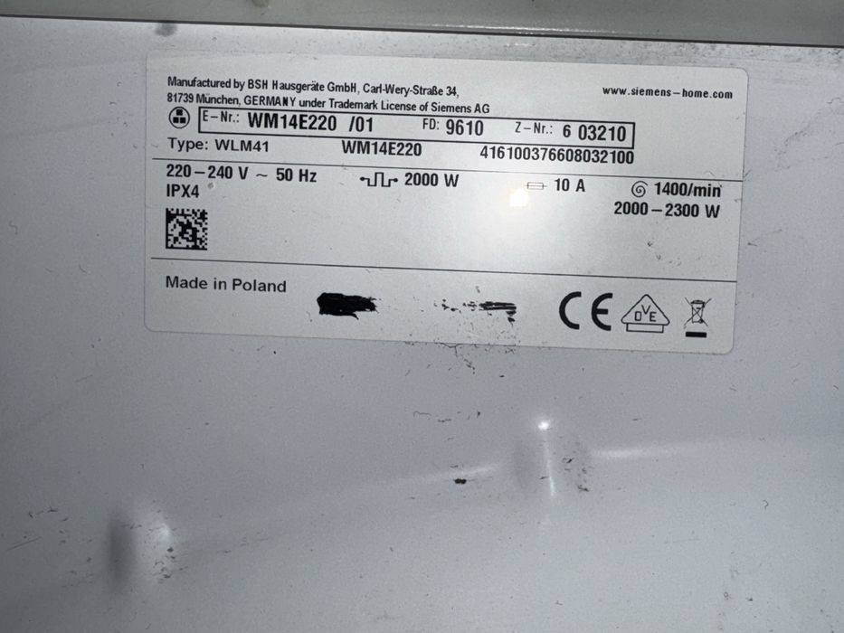 Pralka firmy Siemens model Wm14e220 A+++ 7kg 1400 obr