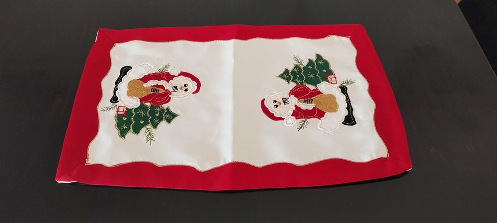 Toalha de mesa natal e pequeno maperon pai natal