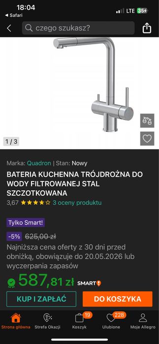 Trójdrożna bateria kuchenna crea