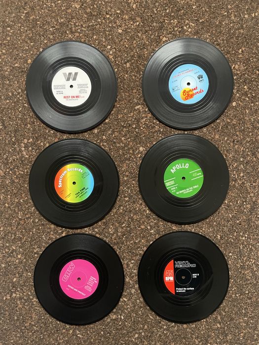 6 bases de copo imitar disco vinil