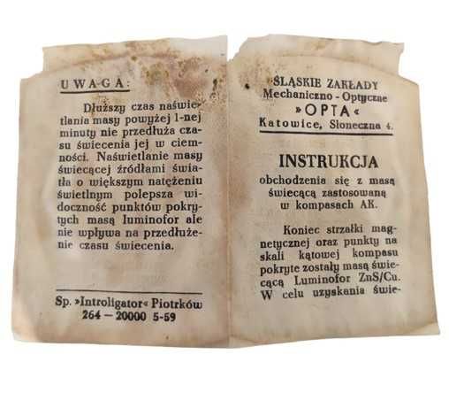 BUSOLA, kompas artyleryjski AK. ORYGINALNA