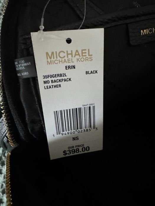 Новий чорний шкіряний рюкзак Michael Kors з біркою