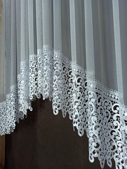 Тюль кухонна з мереживом