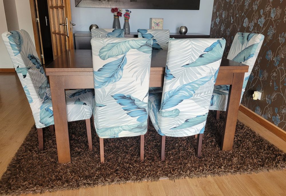 Cadeiras jantar wengue com capas