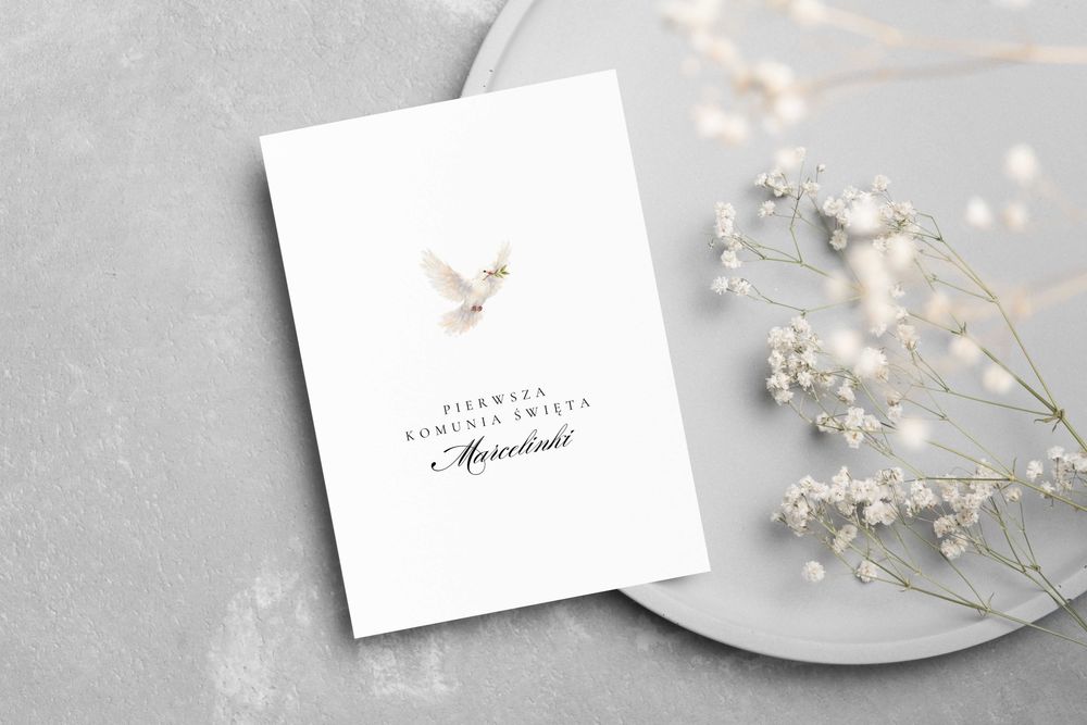 Eleganckie Zaproszenia na Komunię Świętą + koperta