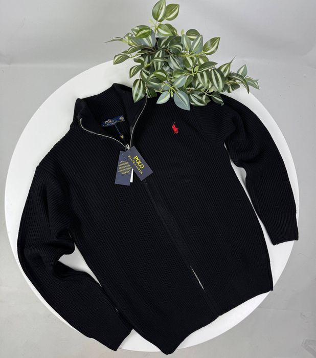 Мужской кардиган Поло Ральф Лаурен черный Зипка Polo Ralph Lauren худи