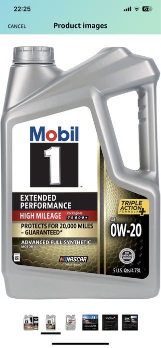 Mobil 1 Full Synth Motor Oil 0w-20, 0w20, останнє 6A, SPпокоління,5Qt