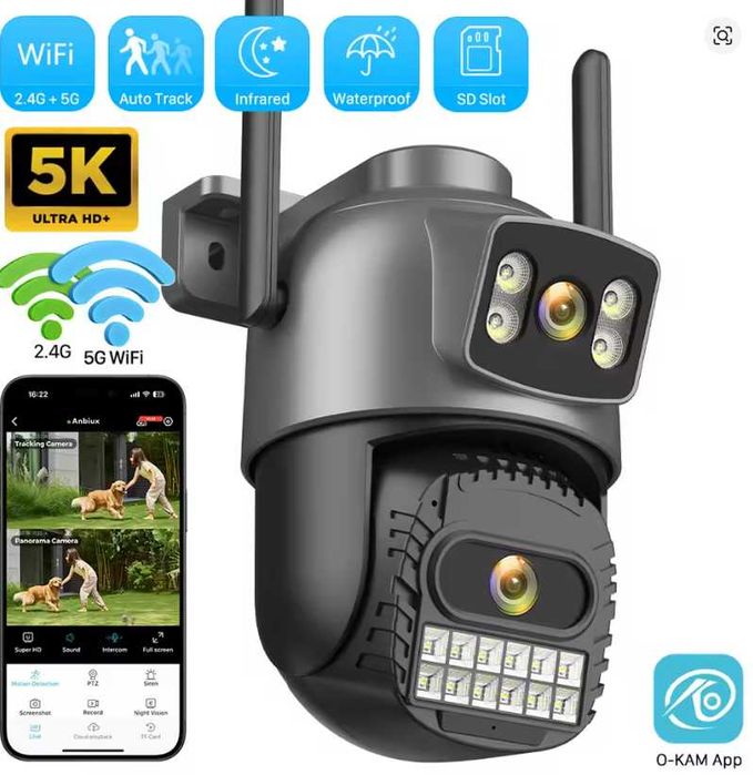 Вулична Wi-Fi IP камера 10MP з подвійним об’єктивом, автотрекінгом та нічним баченням