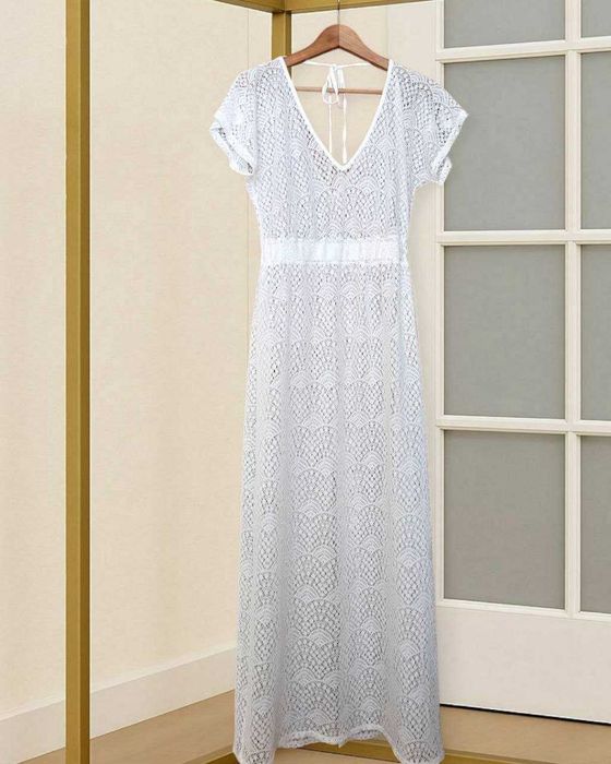 Длинное белое кружевное пляжное платье Bravissimo, р. S/М