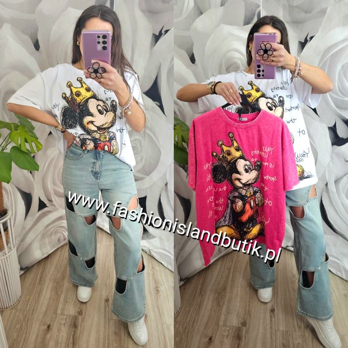 T-shirt Mickey z cekinami