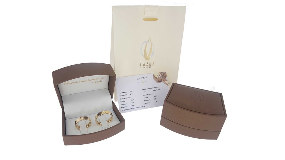 Złote obrączki ślubne klasyczne K06 pr. 585 14K 3mm KRAKÓW