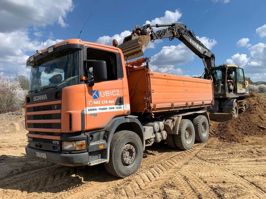 Piasek, kamień, kruszywa wszelkiego rodzaju, transport wywrotką 3 oś.