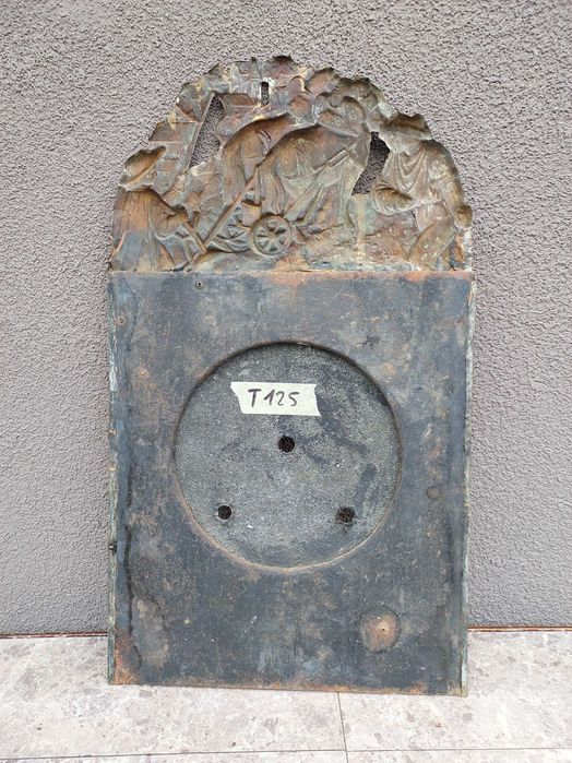 T125 Tarcza starego zegara comtoise otwory 95/72mm ozdobna tłoczona