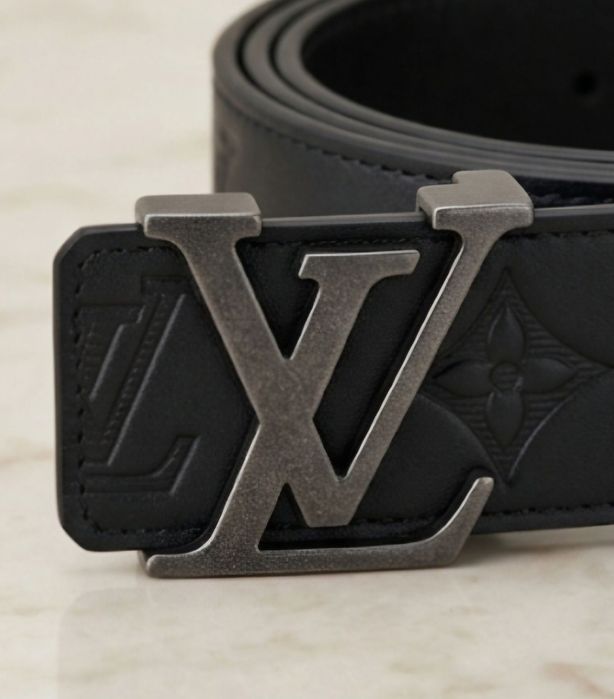 Nowy skórzany pasek Louis Vuitton czarny okazja