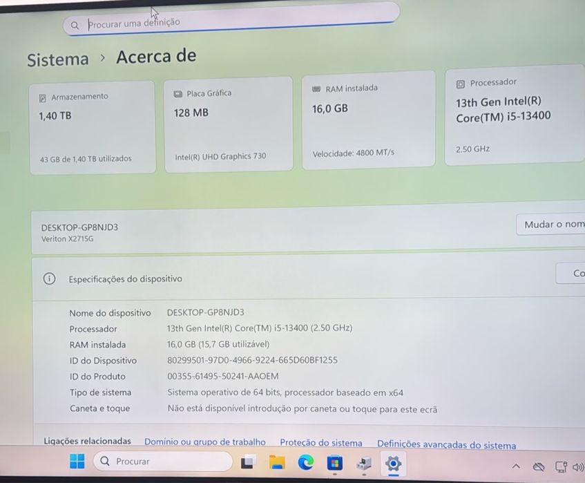 Vendo computador acer i5 como novo, Windows 11 16gb RAM disco ssd de 500Gb + 1Tb