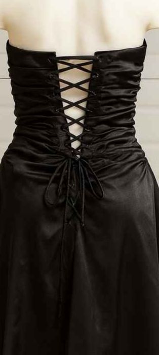 Vestido cerimónia em CETIM preto+ Luvas longas em CETIM preto