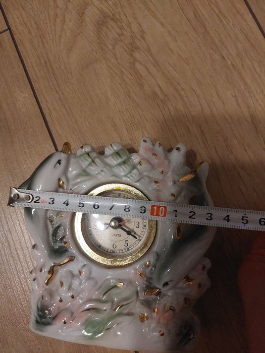 Zegar ceramiczny delfiny quartz biurkowy kominkowy vintage