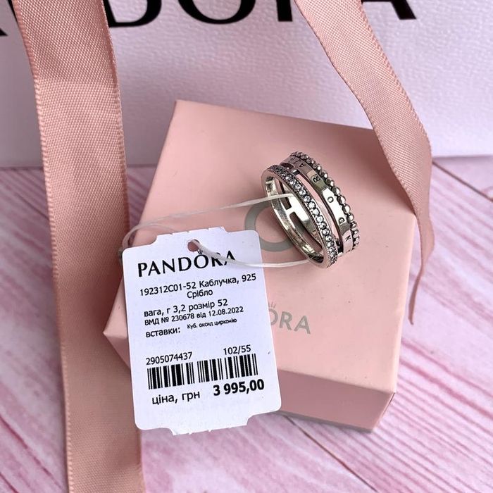 Каблучка Пандора Pandora оригінал кільце Кольцо «3 логотипом» нова