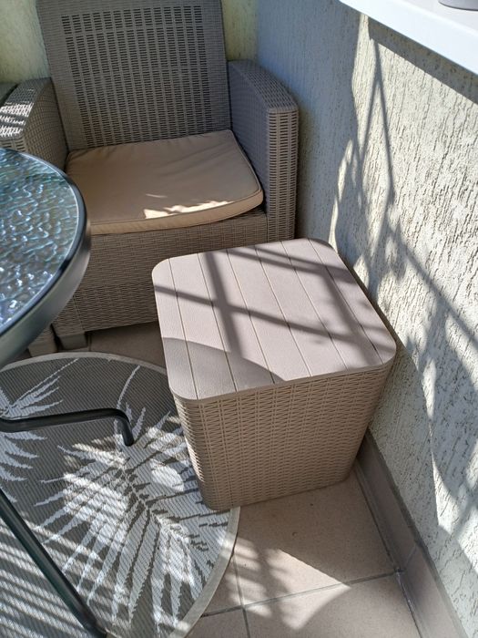 Zestaw mebli na balkon technorattan 2 fotele, schowek