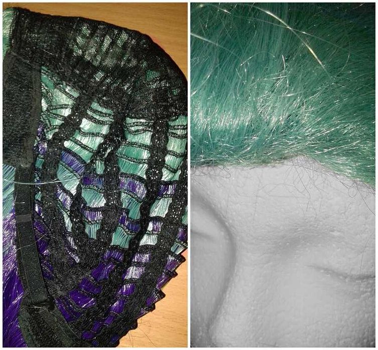 Seraphine Superstar LoL Liga Legend cosplay wig peruka turkusowa ombre