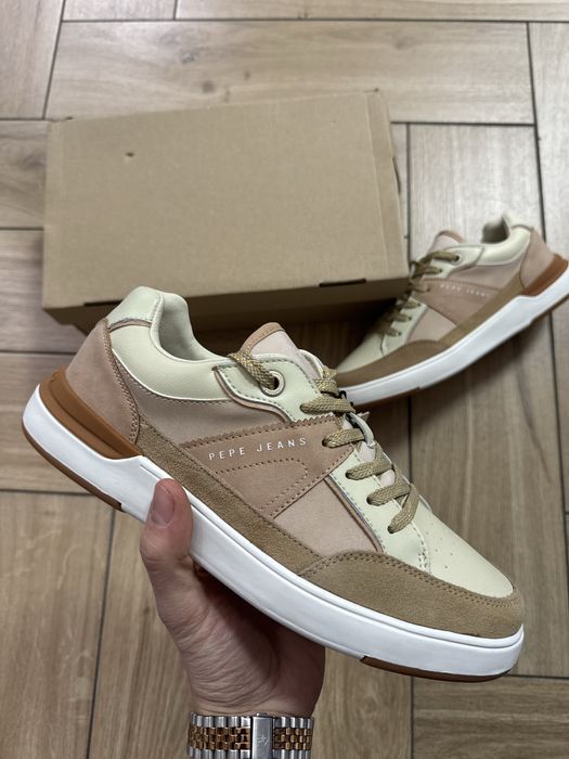 Pepe Jeans Nowe Skórzane Buty Damskie Beżowe Trampki 41