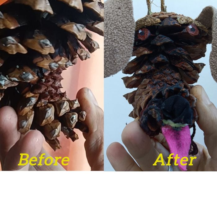 Cão feito com pinha