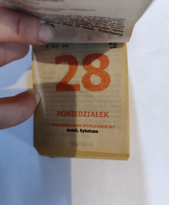 Kartka z kalendarza retro