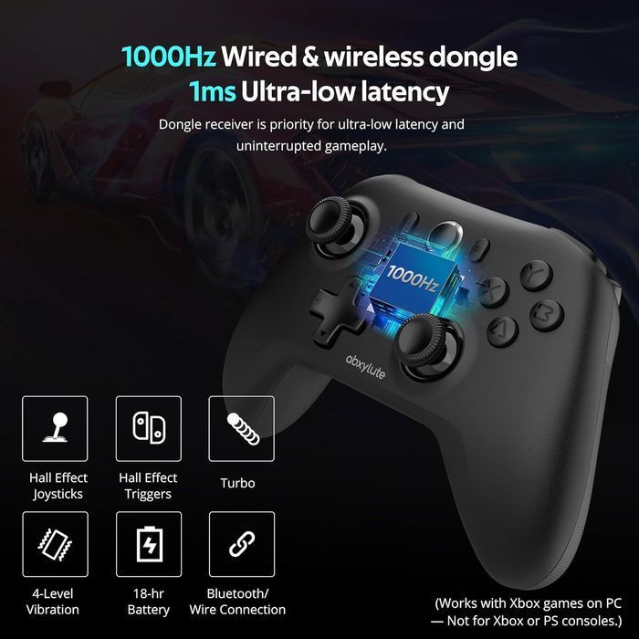 abxylute kontroler do gier Bluetooth 1000 Hz z efektem Halla
