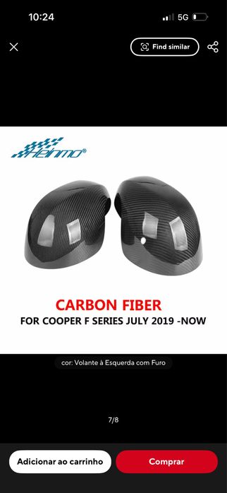 Capa Espelho em Carbono Real Mini F54/F55/F56/F57/F60 2019+