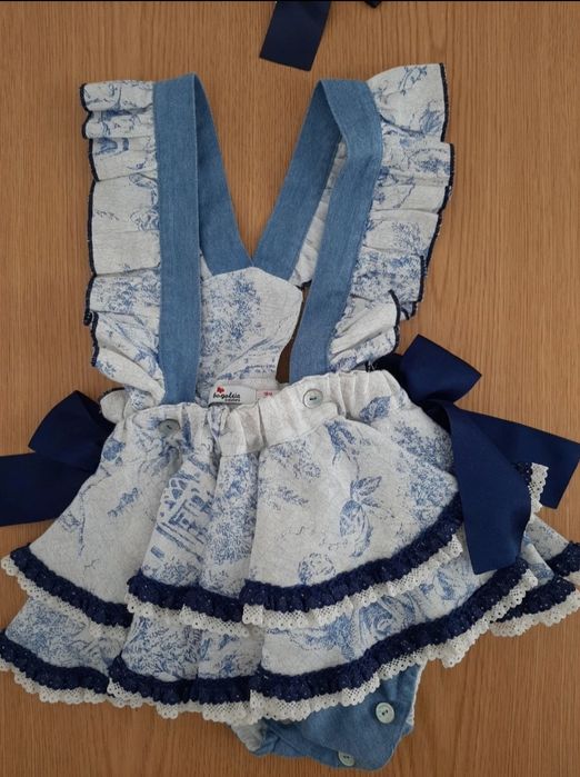 Vestido/fofo com alças azul menina 18m (COMO NOVO)