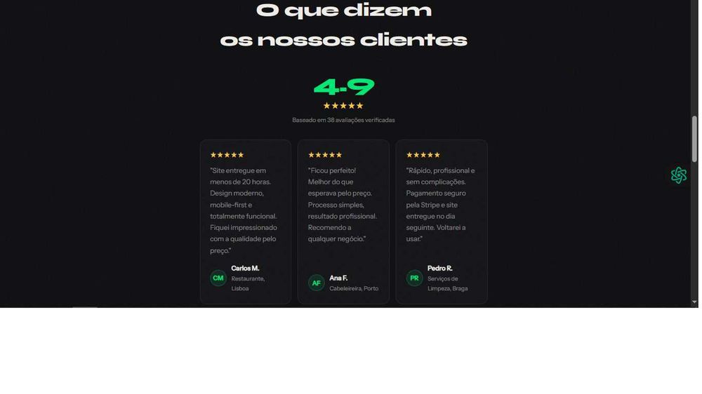 Site Profissional por €50 | Criado em 24 Horas + Alojamento Grátis
