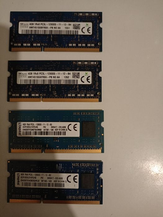 Kości pamięci ram DDR3, 8gb (2x4gb) laptop,