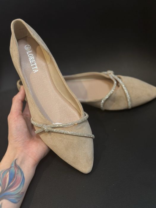 Baleryny zamszowe damskie