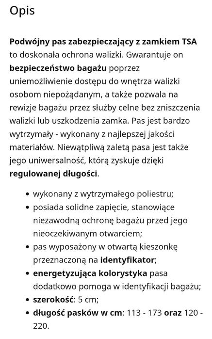 Wittchen Pas TSA do walizki