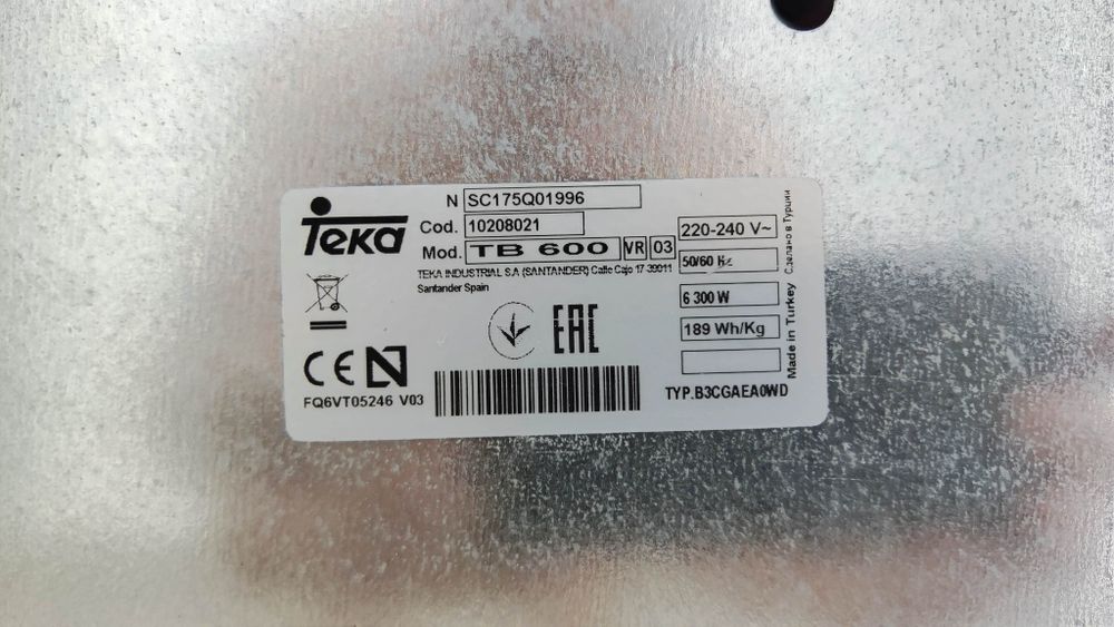 Placa fogão Vitroceramica 4 bicos- Teka TB600 VR03