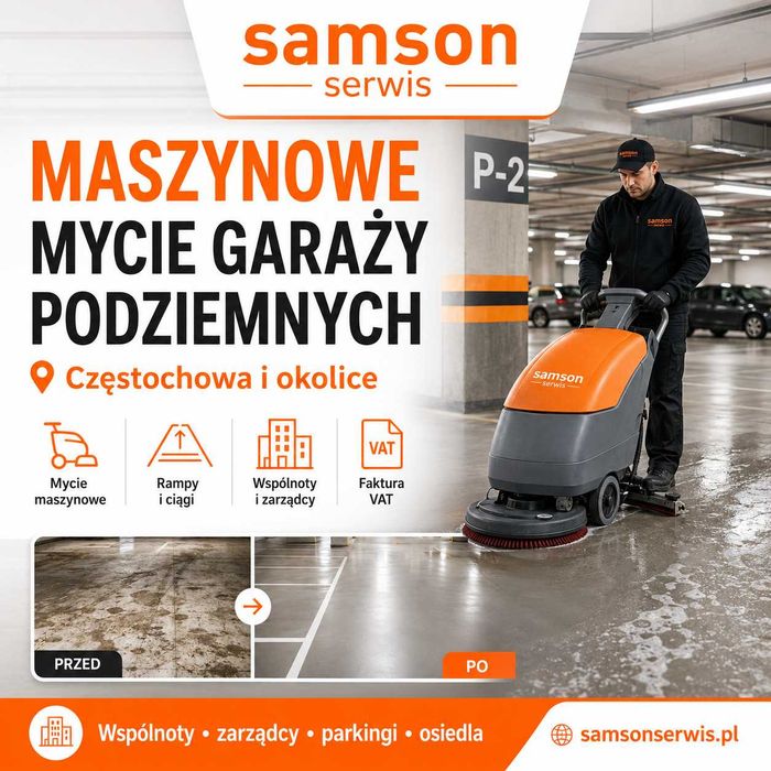 Maszynowe mycie garaży podziemnych i parkingów | Częstochowa i Śląsk