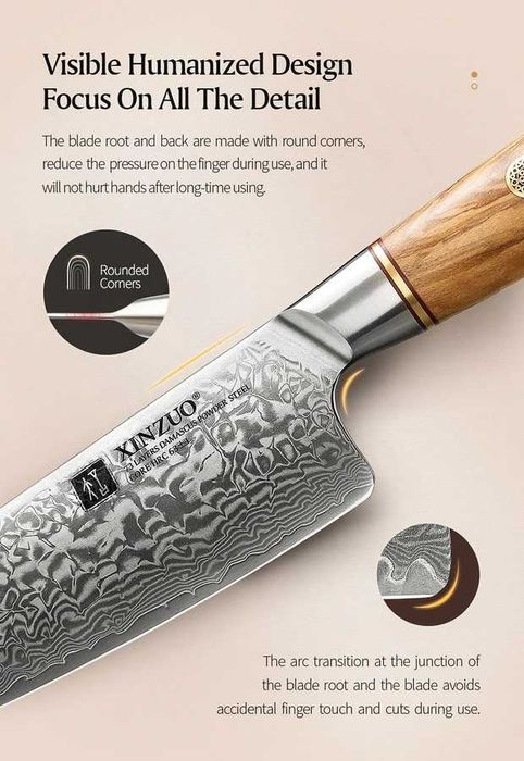 XINZUO 8,5 " шеф-ніж 73 шари дамаської сталі