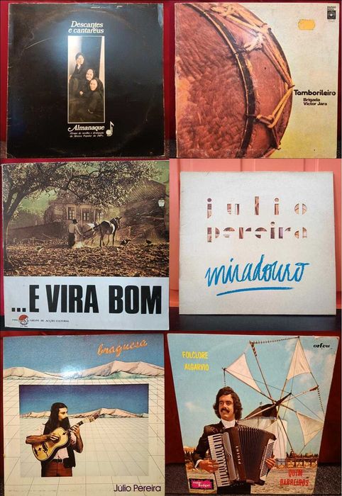 Lot of 6 Vinyl Records: Portuguese Popular Music / Folklore (Júlio Pereira, Quim Barreiros)