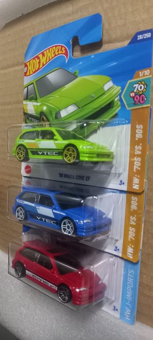 Conjunto 3, 90 Honda Civic EF Hot Wheels